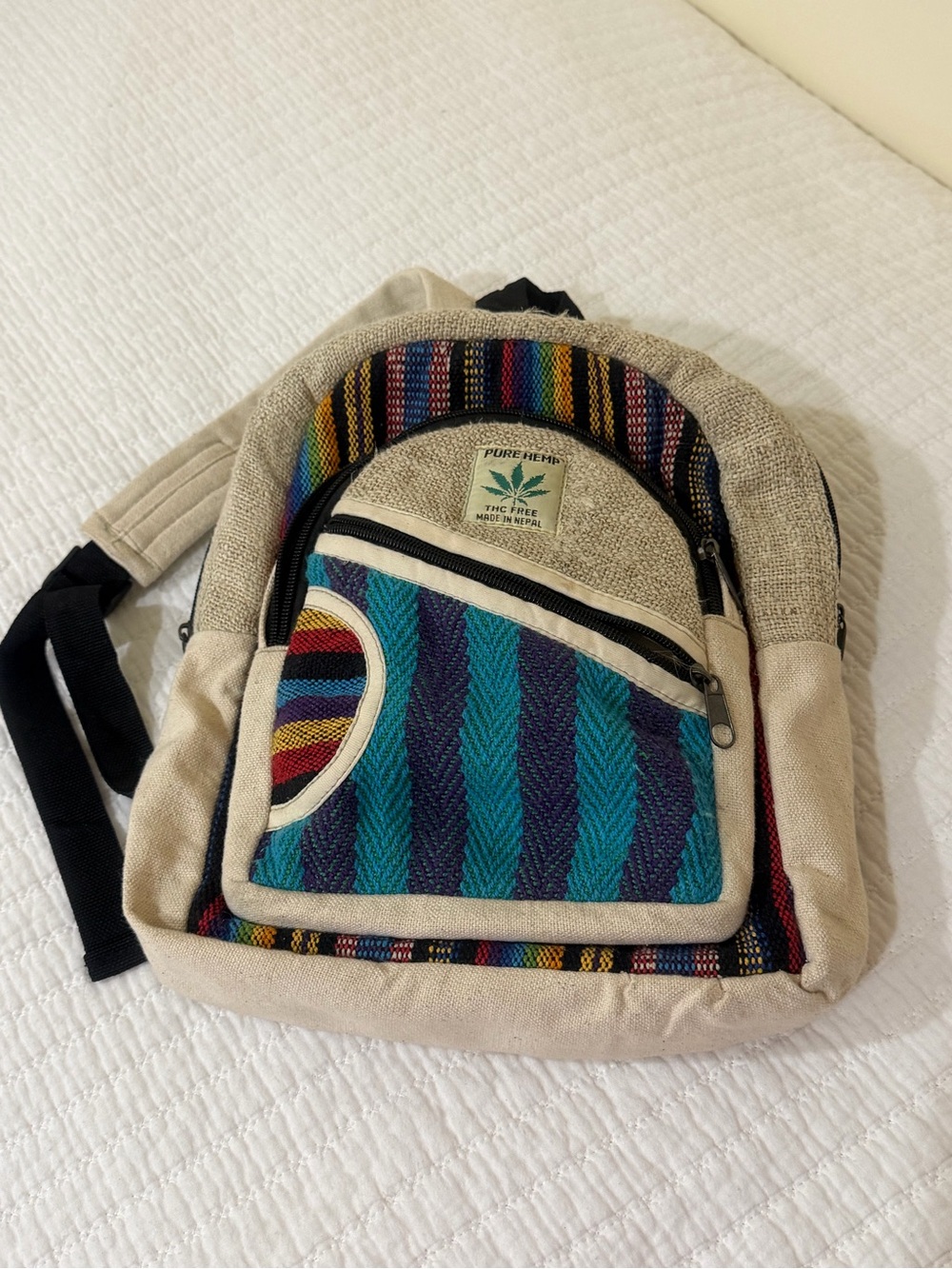 Pure Hemp Backpack like new 100% Pure Fair Trade Hemp! Hand Made in Nepal